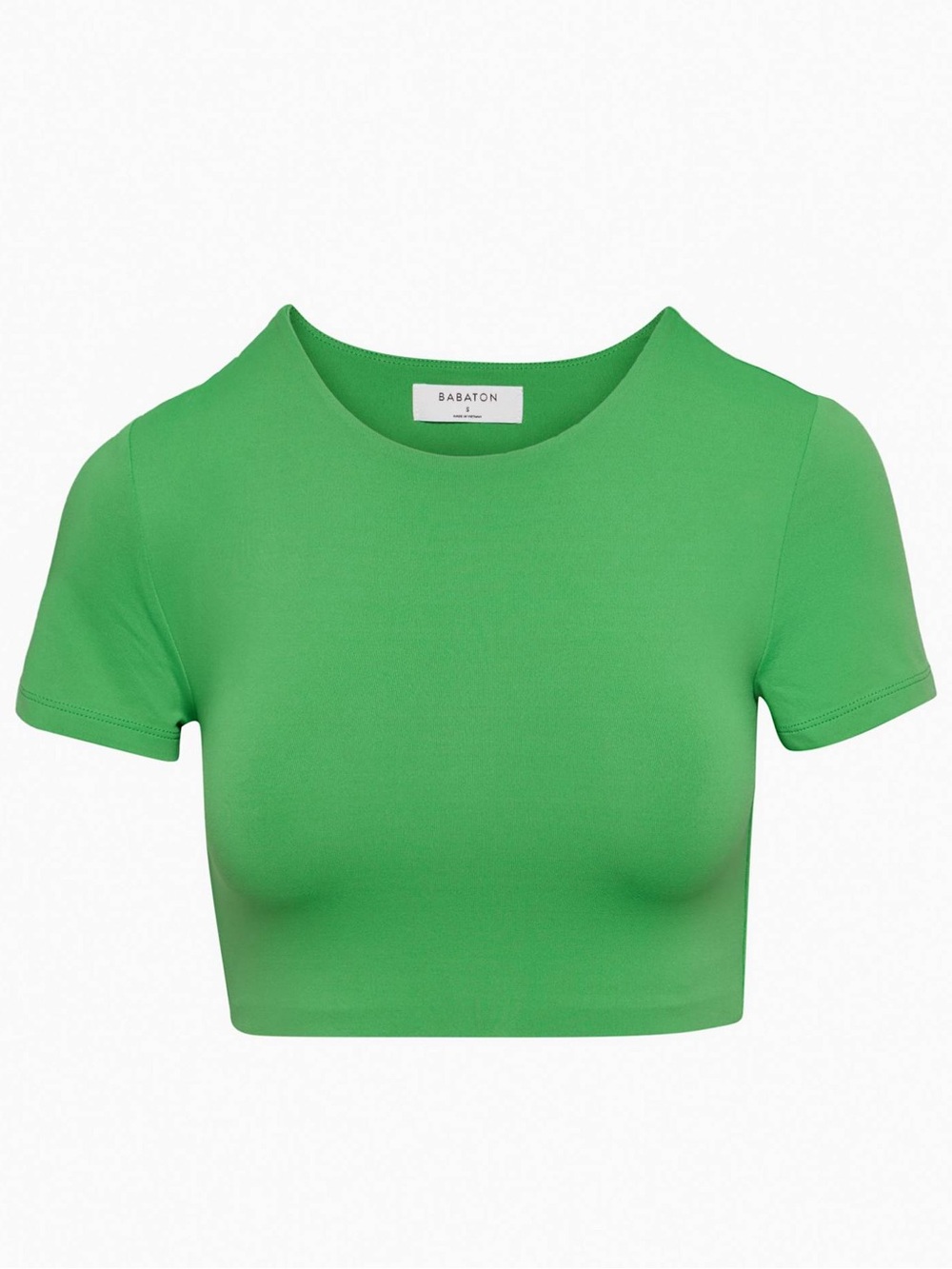 Aritzia Babaton Contour Crew Ribcage T-Shirt - Gloss Green Crop Top
